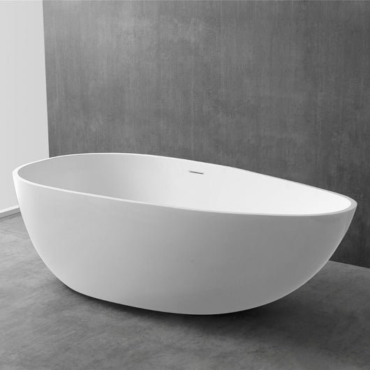 Vasca da bagno free standing lisa artificial stone bianco opaco matt *** misure l150x76x54 cm, confezione 1