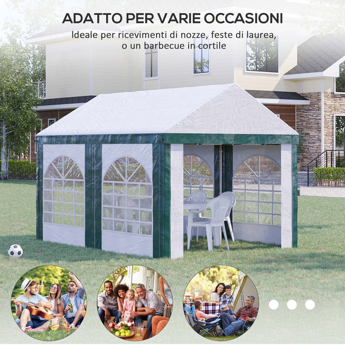 Tendostruttura max 12 Persone 400x295x285 cm con Doppio Ingresso Bianco e Verde