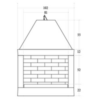 Camino legna prefabbricato refrattario focolare semiaperto qr100f2lat riscaldamento