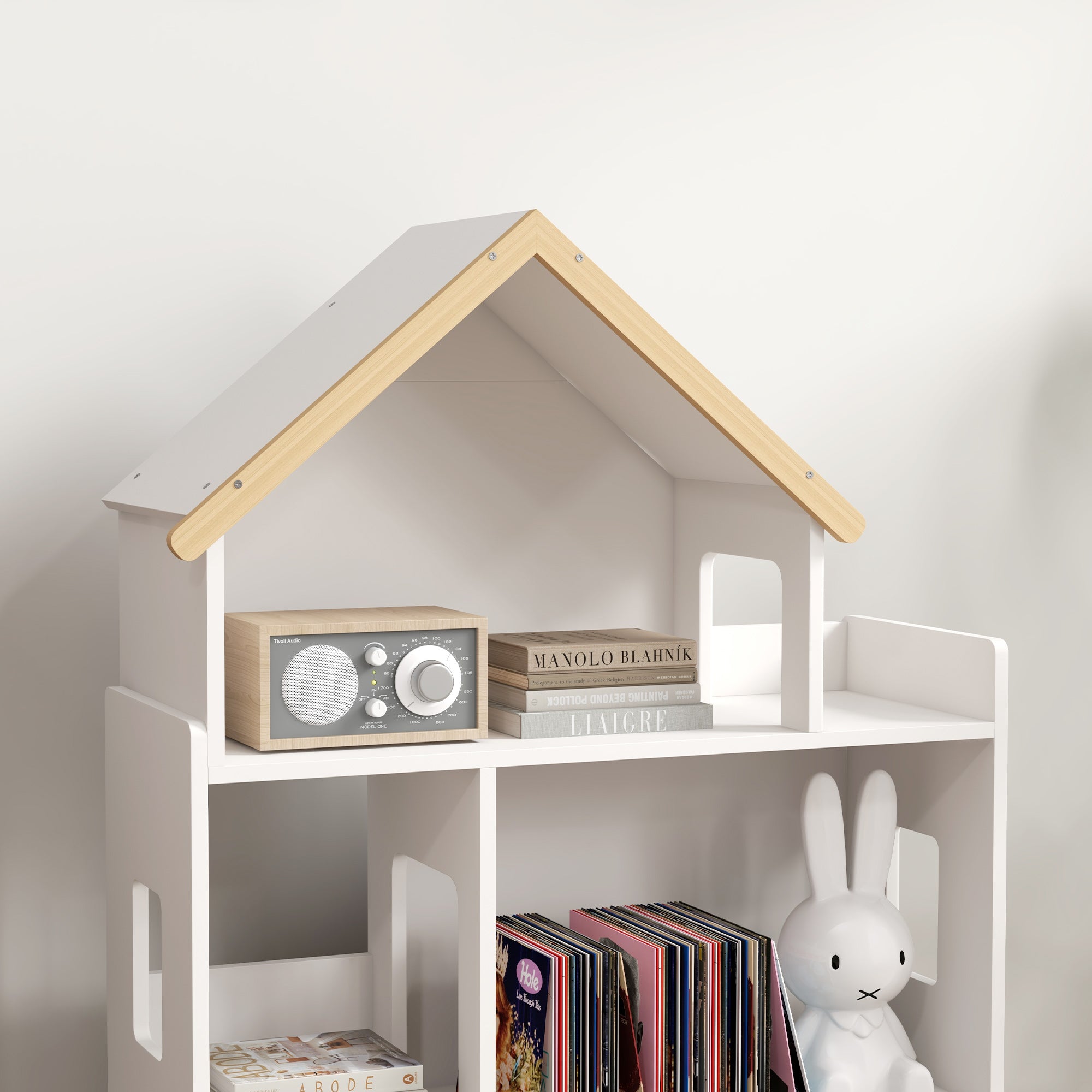 Libreria per Bambini 65x25x108,5 cm in MDF e Legno di Pino Bianco