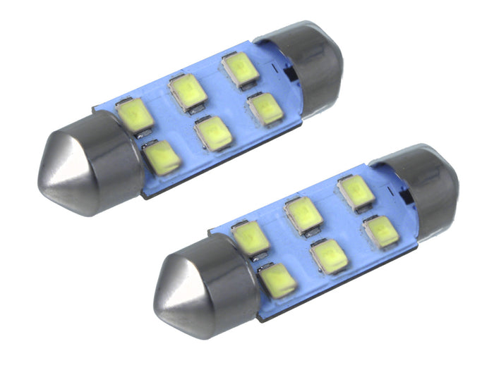 8 Pezzi 24V Lampada Led Siluro T11 C5W 36mm 6 Smd Bianco Ghiaccio Per Camion