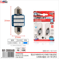 8 Pezzi Lampada Led Siluro 31mm Canbus T11 SV8.5 C5W C10W 21 SMD 3014 12V 1W 160lm Luce Colore Blu