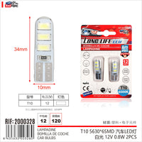 8pcs Lampada Led T10 W5W 194 168 6 SMD 5630 Luce Auto12V Canbus 0.8W 100lm 34mm Bianco Freddo 6500K