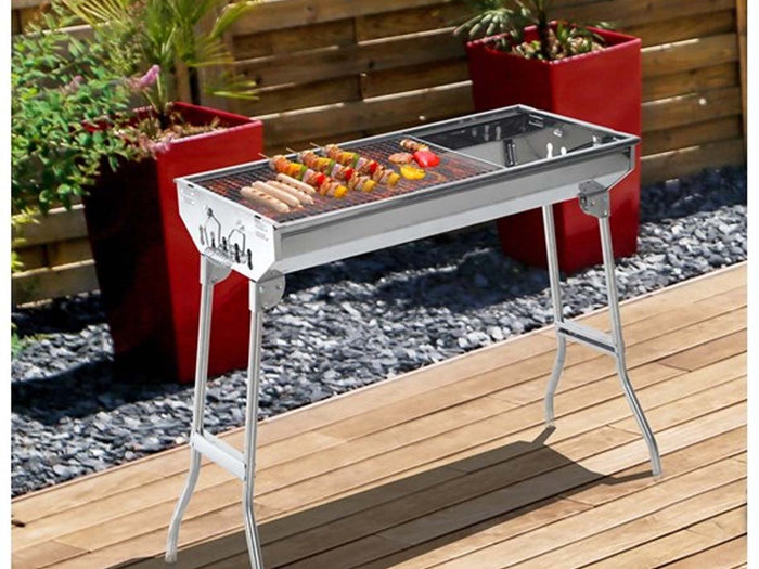 8 Spiedini Barbecue In Ferro Con Manico In Legno Lunga 38cm Per Grigliate BBQ