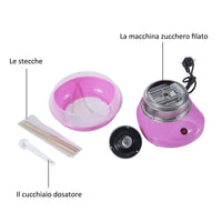 Macchina per Zucchero Filato 450W in Acciaio Inox Rosa