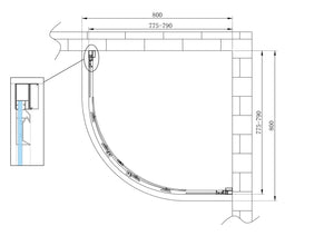 Box doccia 6 mm angolare curvo semicircolare profilo cromo reversibile H.190 80x80 