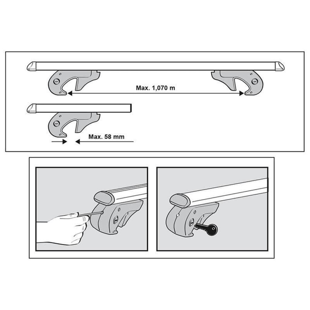 Menabo Set Barre per Tetto Veicoli 2 pz Alluminio 90 kg 445122