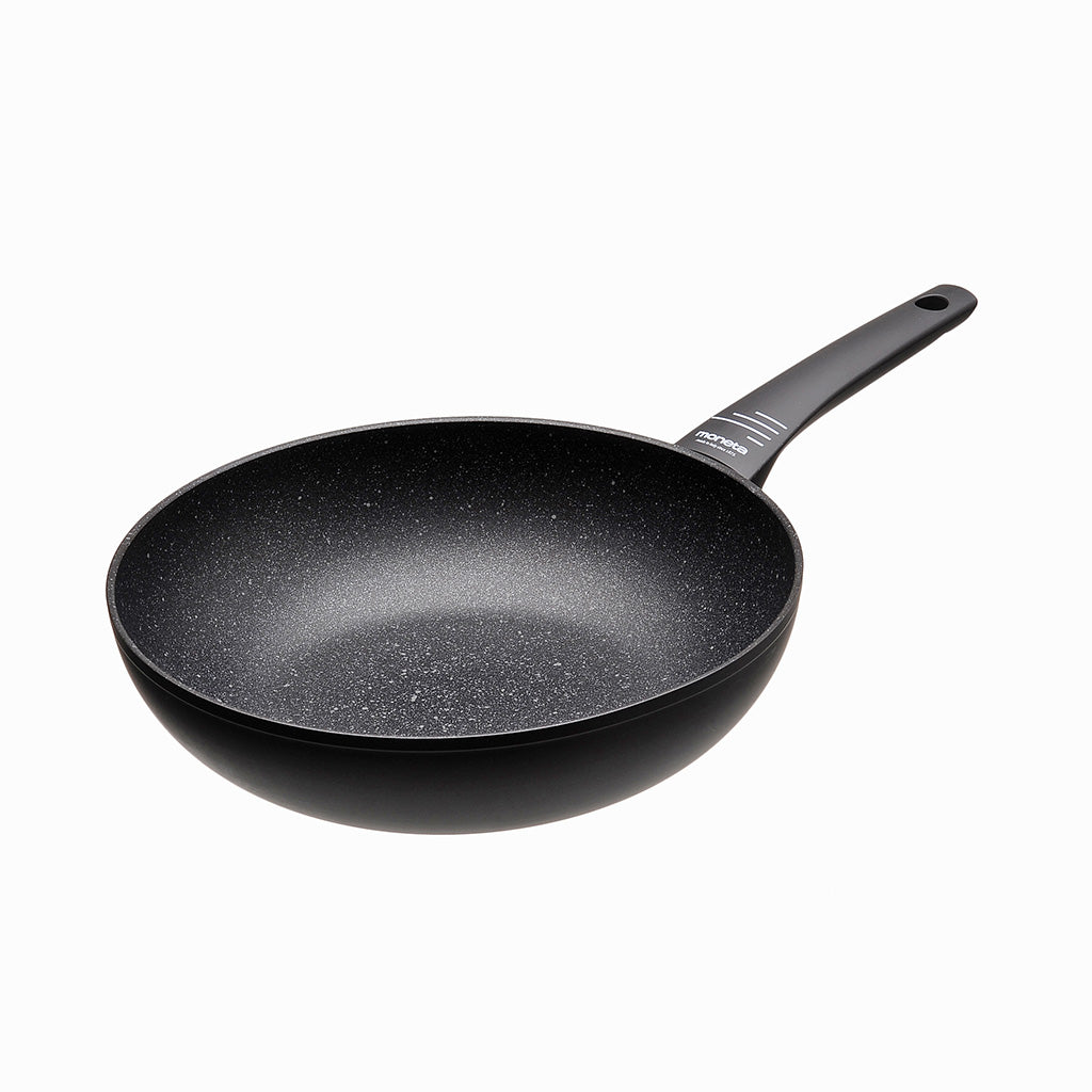 Padella Wok Ø28 cm Antiaderente Induzione in Alluminio Effetto Pietra Moneta Yes (Zeus 2.0)