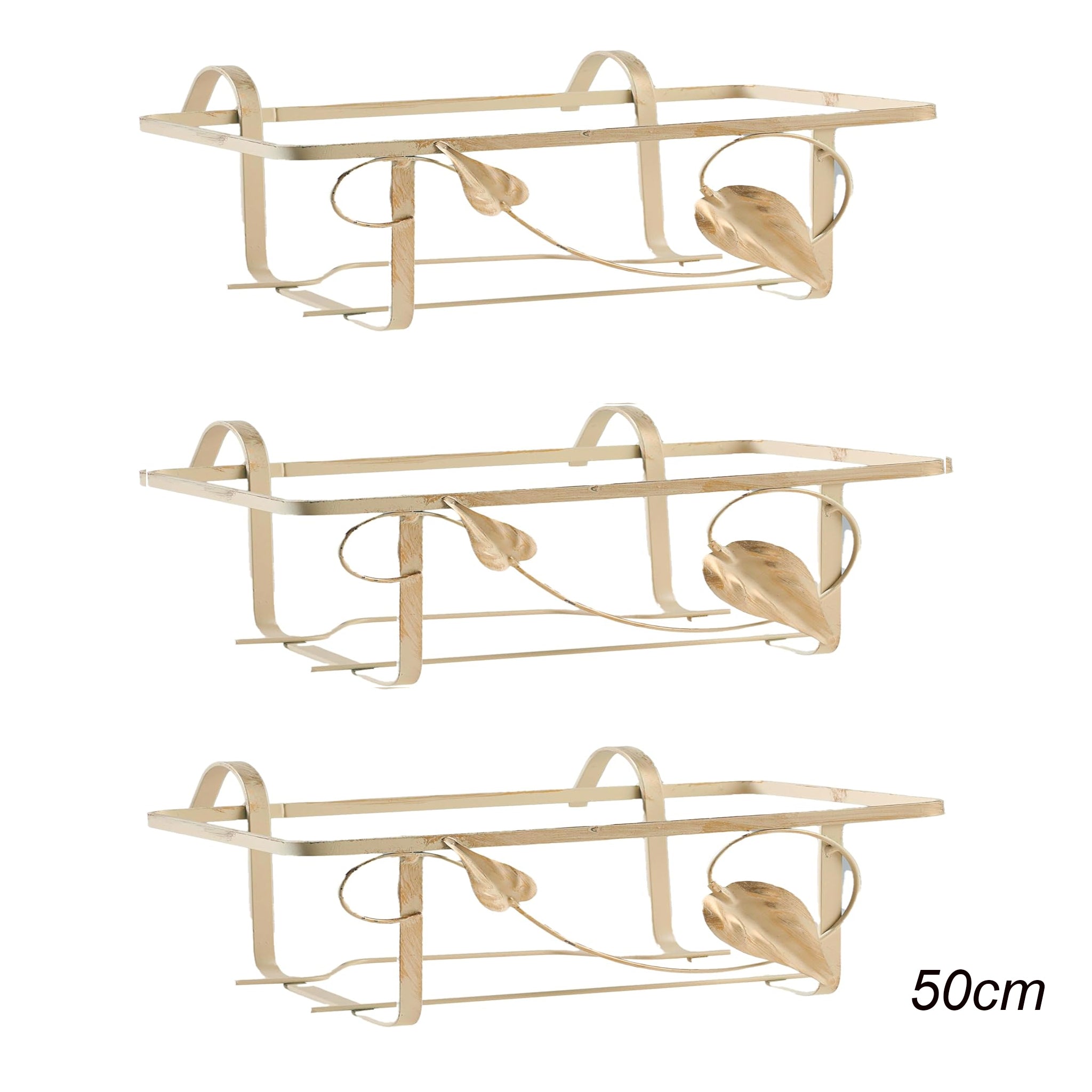 Set 3 Balconiere A Ringhiera In Metallo Leggero 50cm Avorio