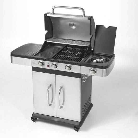 Barbecue Ompagrill Gas Indianapolis 4 Titanium acciao inox coperchio con termometro