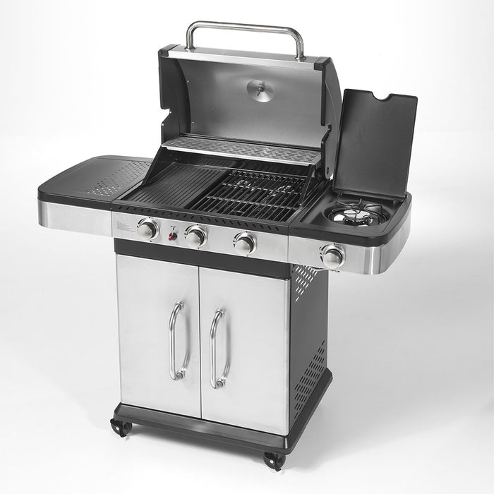 Barbecue Ompagrill Gas Indianapolis 4 Titanium acciao inox coperchio con termometro