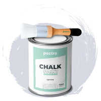 Chalk Paint Vernice a Gesso 750ml + Pennello Tondo in Legno Pack - Pittura per Mobili Senza Carteggiare (GRIGIO CHIARO)