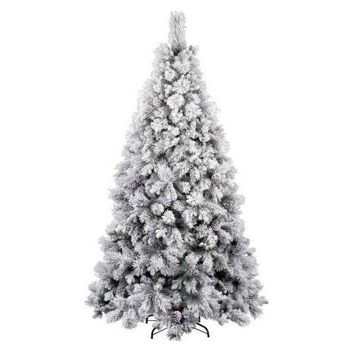 Albero di natale d. 1,19 x h. 2,1 m con pigne claut verde innevato - 8009534001554