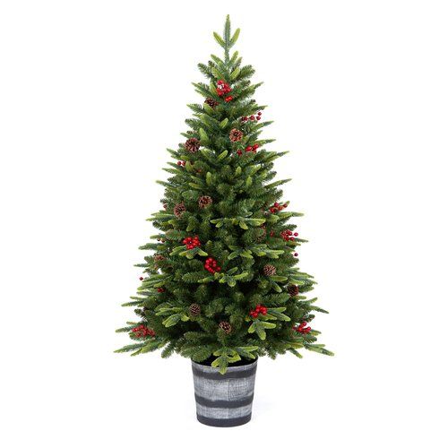 Albero natale amicasa 008713 vaso pigne e bacche verde