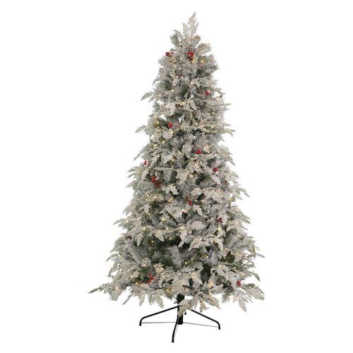 Albero natale amicasa sole con 500 luci led pigne, bacche verde inneva - 8009534105450