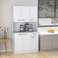 EASYCOMFORT  Armadio con Pensili da Cucina in Legno, Bianco, 101x39x180cm