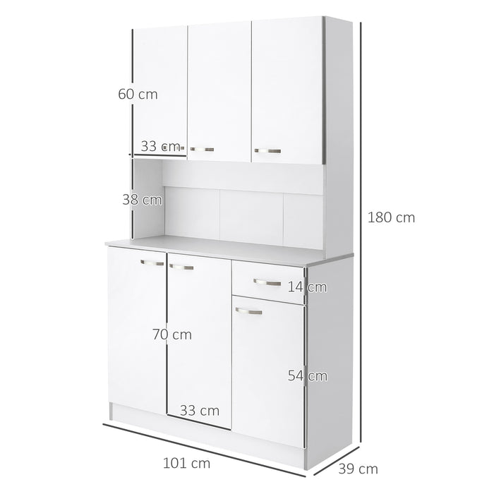 EASYCOMFORT  Armadio con Pensili da Cucina in Legno, Bianco, 101x39x180cm