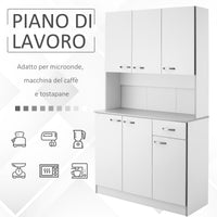 EASYCOMFORT  Armadio con Pensili da Cucina in Legno, Bianco, 101x39x180cm