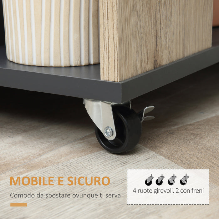 Easycomfort Mobiletto Ausiliario da Cucina Multiuso in Legno con Ruote 80 x 39 x 86.5cm