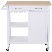 Easycomfort Carrello da Cucina Classico con Cassetti e Ruote in Legno Salvaspazio 89x40x84cm