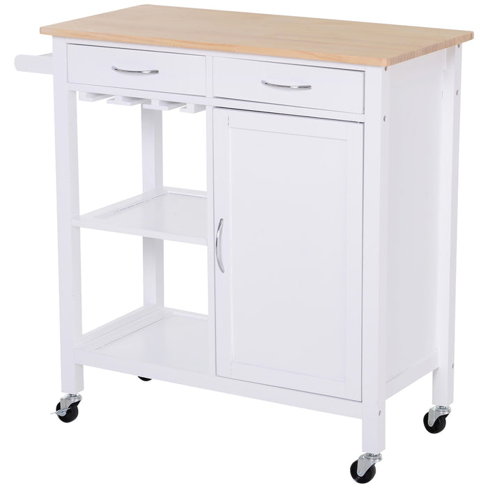 Easycomfort Carrello da Cucina Classico con Cassetti e Ruote in Legno Salvaspazio 89x40x84cm