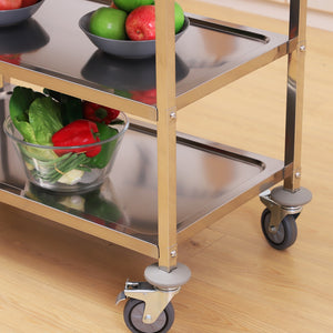 Easycomfort Carrello da Cucina 3 Ripiani Aperti 4 Ruote Omnidirezionali con 2 Freni Cuscinetti Anti-Collisione in Acciaio Inossidabile 430 Argento 85x45x90cm