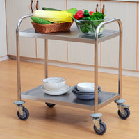 Carrello Portavivande da Cucina 2 Ripiani in Acciaio Inox 71x41x81 cm