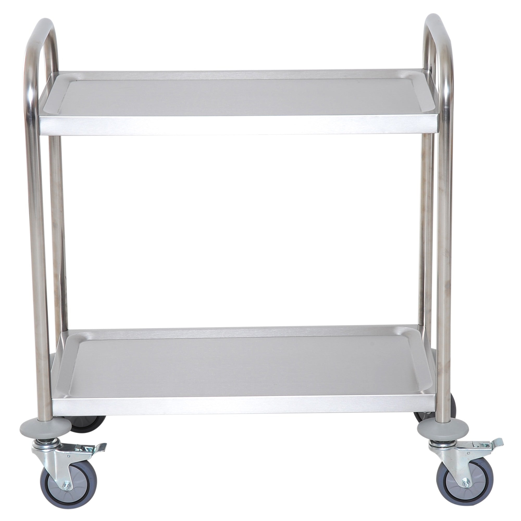 Easycomfort Carrello da Cucina 2 Ripiani con Ruote in Acciaio Inox 71x41x81cm, Argento