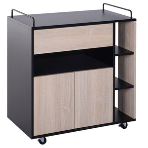 Easycomfort Carrello da Cucina Multiuso Moderno con Ruote Cassetto Anta in Legno Rovere, 76,5x40x82cm