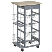 EASYCOMFORT  Carrello da Cucina in Grigio Scuro con 1 Cassetto e 4 Cestelli Metallici