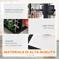 Easycomfort Carrello da Cucina Salvaspazio con 1 Cassetto, 4 Cesti Estraibili, 4 Ripiani, Legno di Pino e Metallo, 57x37x83cm