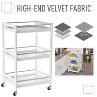 Easycomfort Carrello da Cucina Portavivande in Legno con 3 Ripiani e Ruote, 45x38x78cm, Bianco