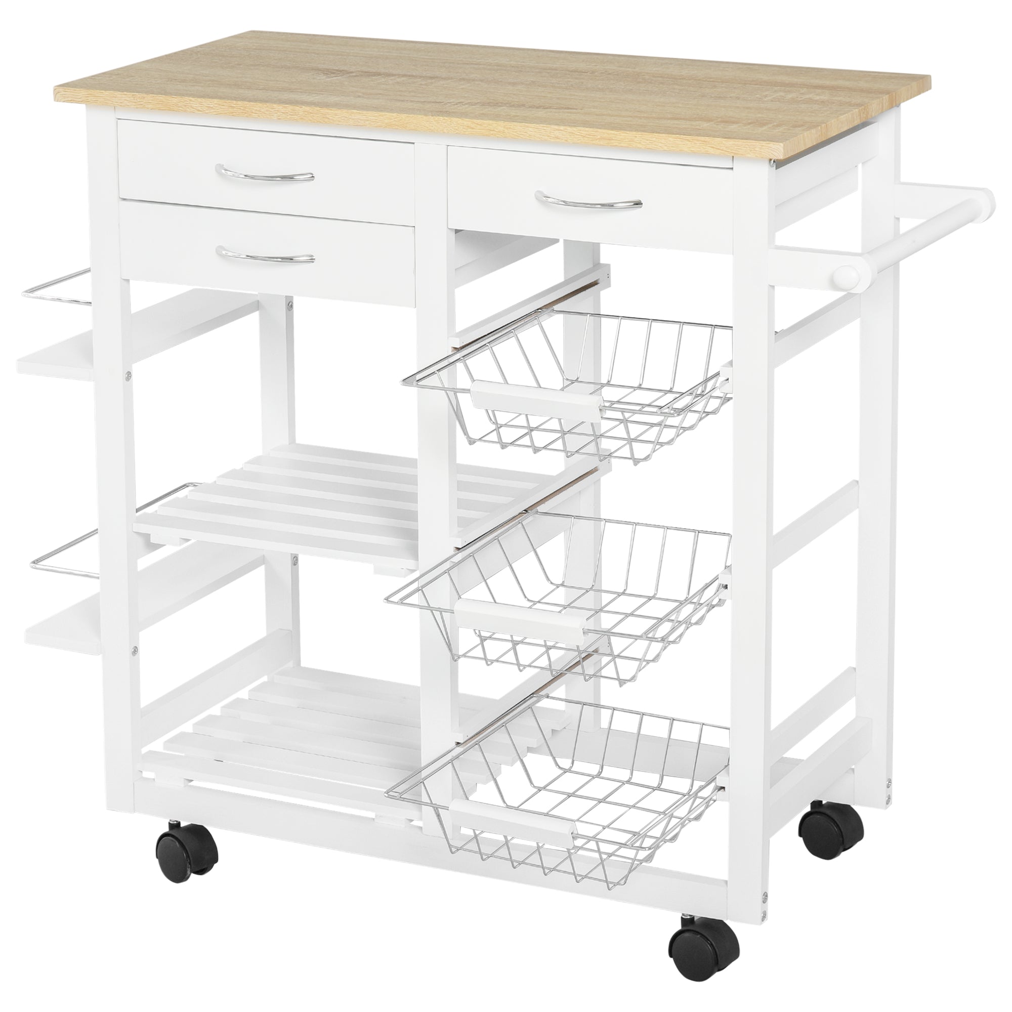 Carrello da Cucina 92x37x82 cm in Legno MDF  Bianco