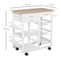 Carrello da Cucina 92x37x82 cm in Legno MDF  Bianco