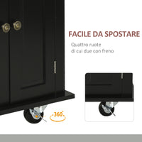 EASYCOMFORT  Carrello da Cucina Portavivande con Cassetti, Armadietti e Portaspezie, in Legno e MDF, 111x44.5x82.5 cm, Nero