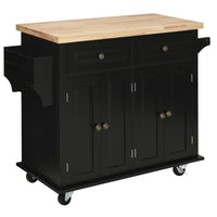 EASYCOMFORT  Carrello da Cucina Portavivande con Cassetti, Armadietti e Portaspezie, in Legno e MDF, 111x44.5x82.5 cm, Nero