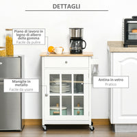 Easycomfort Carrello da Cucina Multiuso con 4 Ruote, in Legno Bianco, 67x48x86.5cm