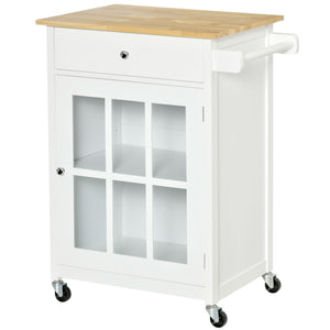 Easycomfort Carrello da Cucina Multiuso con 4 Ruote, in Legno Bianco, 67x48x86.5cm