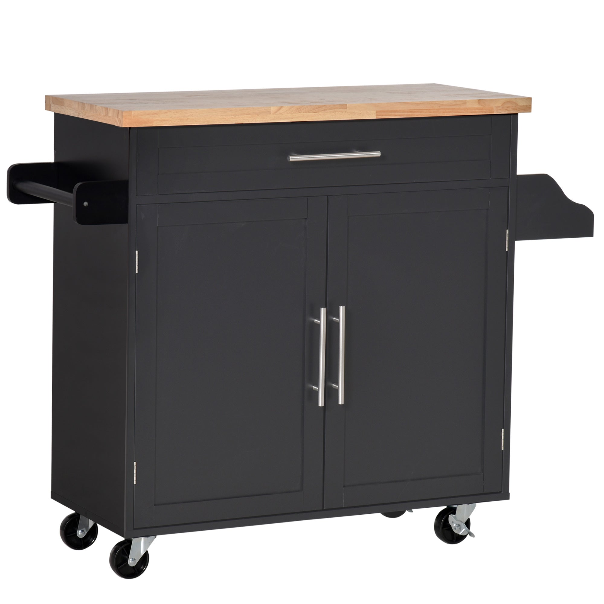 Carrello da Cucina 109x40x89 cm in Legno Nero