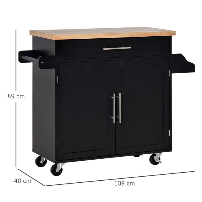 Carrello da Cucina 109x40x89 cm in Legno Nero