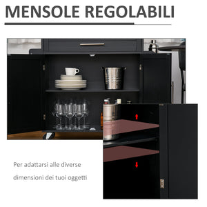 Carrello da Cucina 109x40x89 cm in Legno Nero