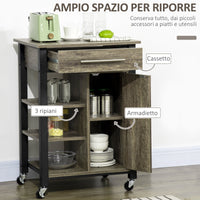 Carrello da Cucina 60x50x84,5 cm in Legno Truciolato Marrone