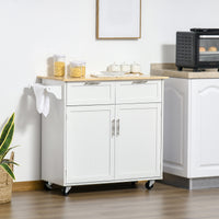 Easycomfort Carrello da Cucina Multiuso in Legno con 2 Cassetti, 104x46x91cm - Bianco