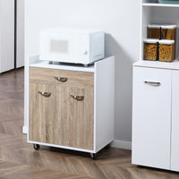 Easycomfort Carrello da Cucina Portavivande per Microonde con 4 Ruote, in Legno, 60x40x77cm - Rovere