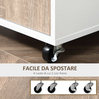 Easycomfort Carrello da Cucina Portavivande per Microonde con 4 Ruote, in Legno, 60x40x77cm - Rovere