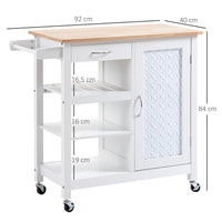 EASYCOMFORT  Carrello da Cucina con 1 Cassetto, 1 Armadietto e 1 Ripiano a 3 Livelli, 92x40x84cm, Bianco