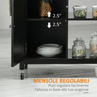 EASYCOMFORT  Carrello da Cucina in Legno con Cassetto, Armadietto e Ruote, 83x45x88cm, Nero