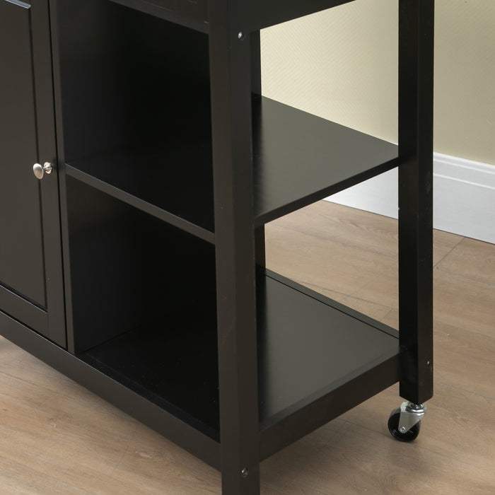 EASYCOMFORT  Carrello da Cucina in Legno con Cassetto, Armadietto e Ruote, 83x45x88cm, Nero