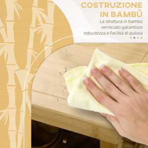 EasyComfort Carrello da Cucina in Bambù con Portasciugamani, 2 Cassetti e 2 Ripiani Aperti, 83x45x96 cm