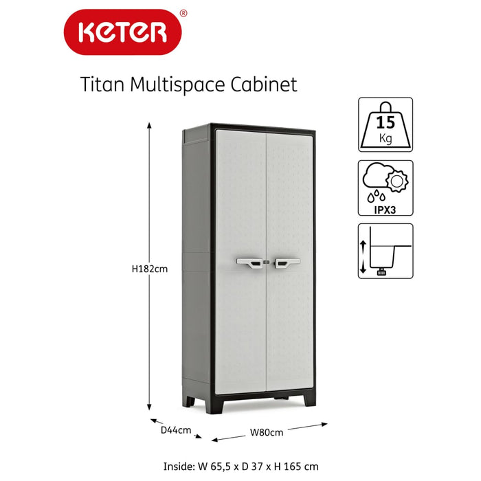 Keter Armadietto Multiuso Titan Nero e Grigio 182 cm 434760